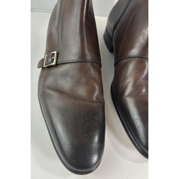 Santoni Monk Strap Boots Brown Leather Designer Dress Loafers Men's Size D 12 - Picture 3 of 16